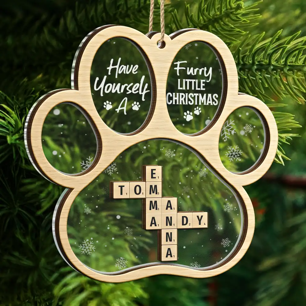 Dog Cat Furry Little Christmas Crossword Scrabble - Personalized 2-Layered Mix Ornament - Image 6