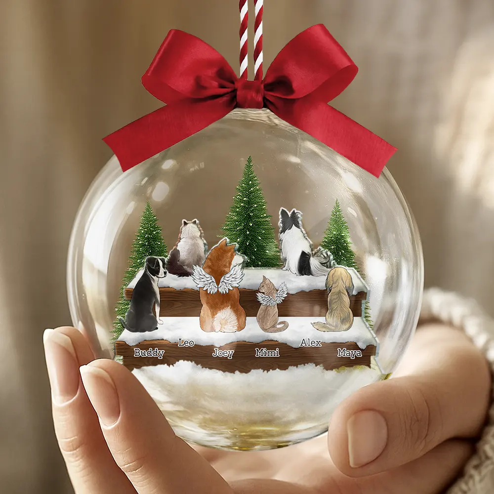 Dog Cat Lovers Always In My Heart - Personalized 3D Acrylic Ball Ornament - Image 4
