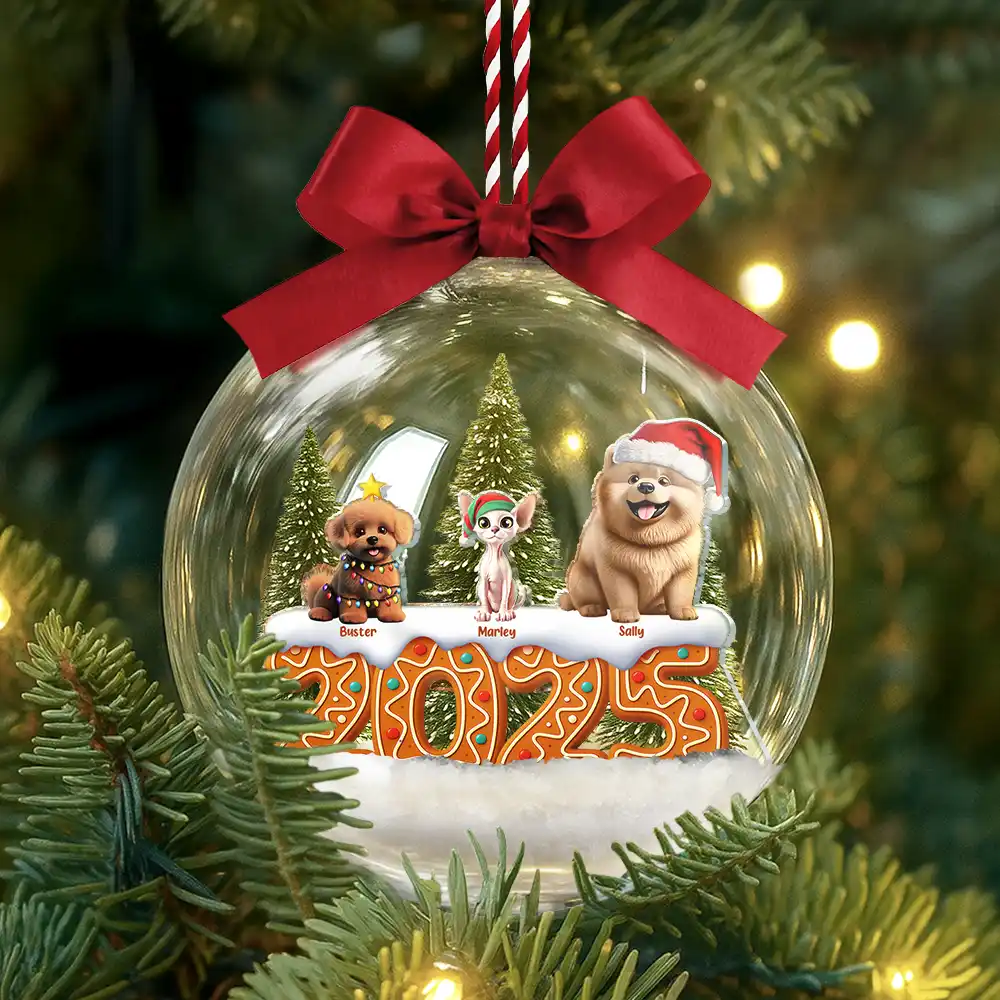 Dog Cat Lovers Best Friends For Life - Personalized 3D Acrylic Ball Ornament - Image 4