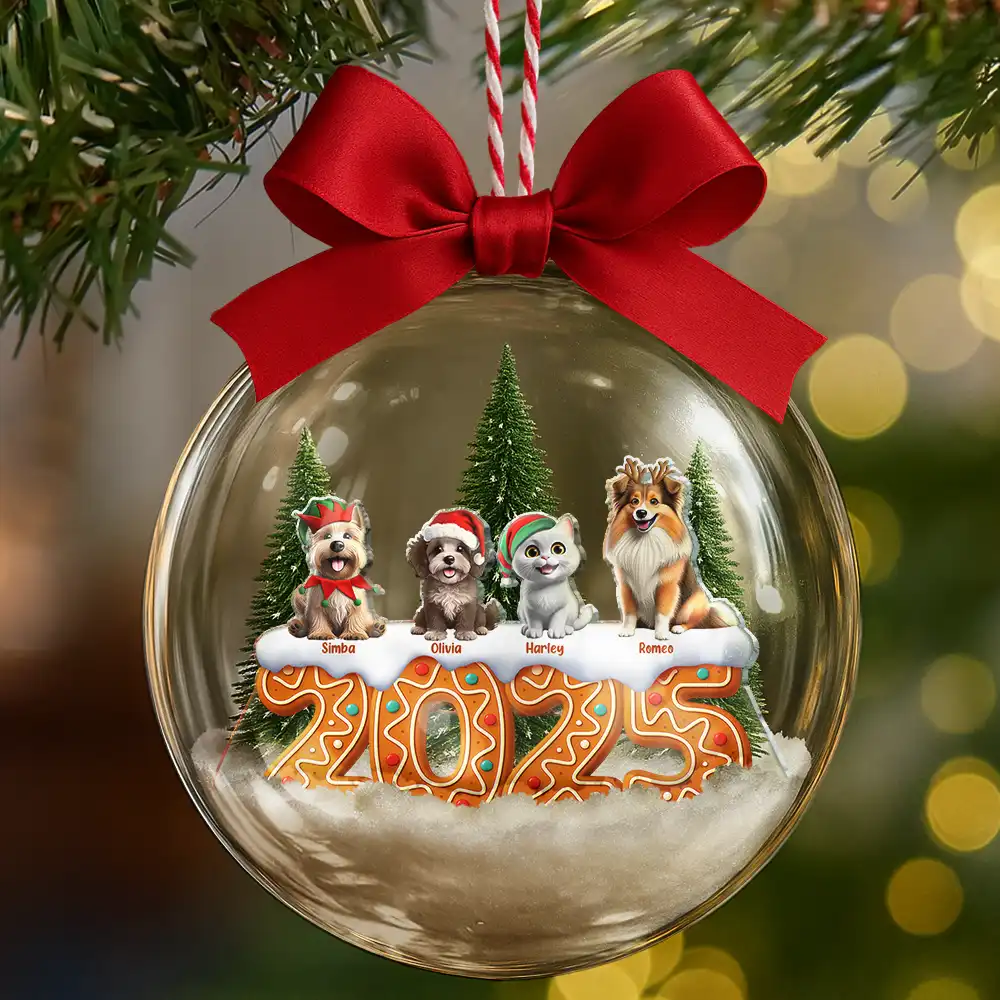 Dog Cat Lovers Best Friends For Life - Personalized 3D Acrylic Ball Ornament - Image 7