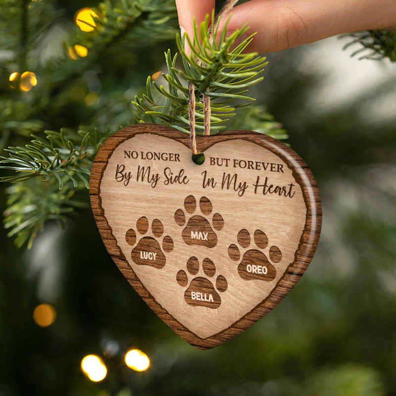 Dog & Cat Lovers Forever In My Heart - Memorial Gift - Christmas Gift - Personalized Custom Heart Ceramic Ornament - Image 2