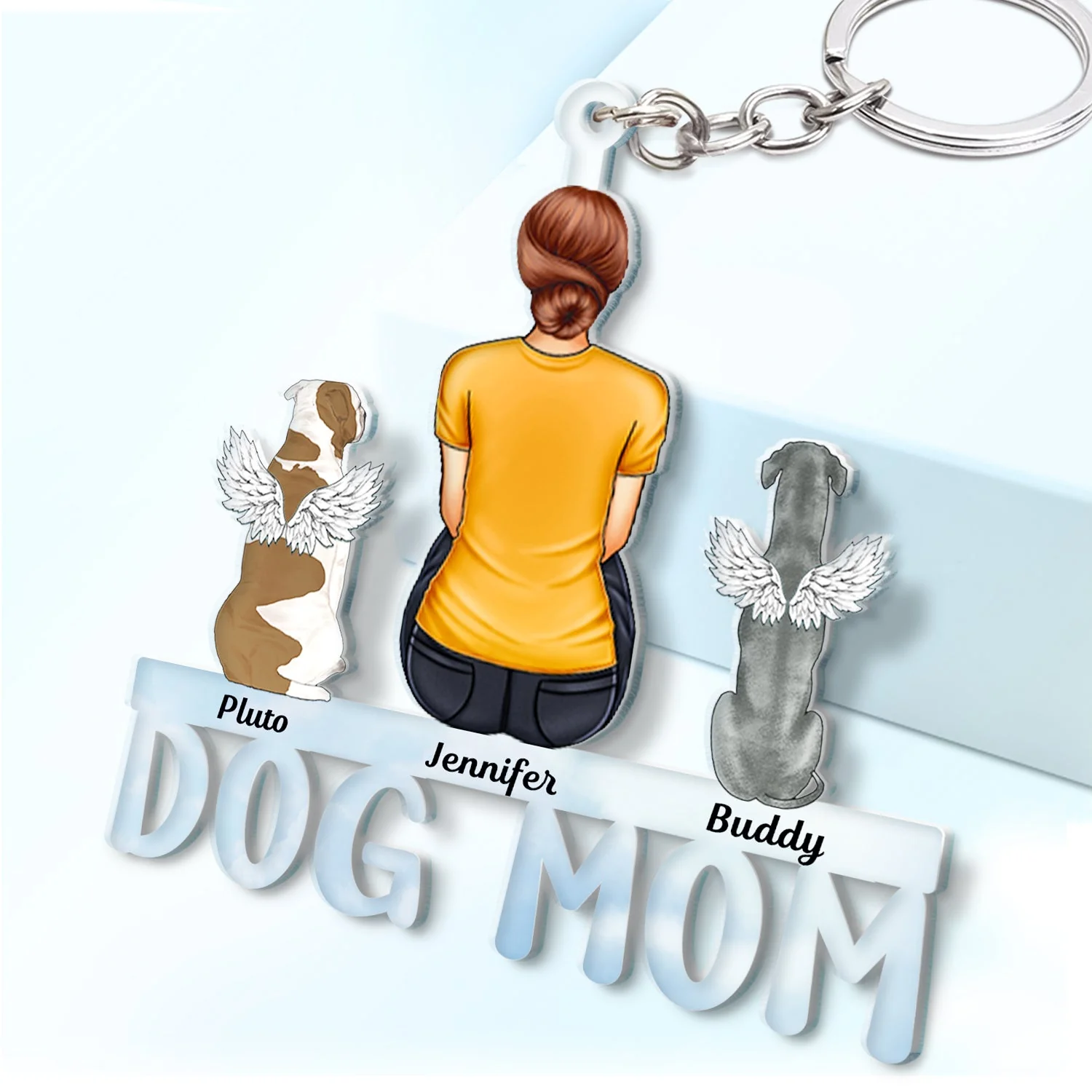 Dog Cat Mom Dad - Gift For Pet Lovers - Personalized Cutout Acrylic Keychain - Image 2