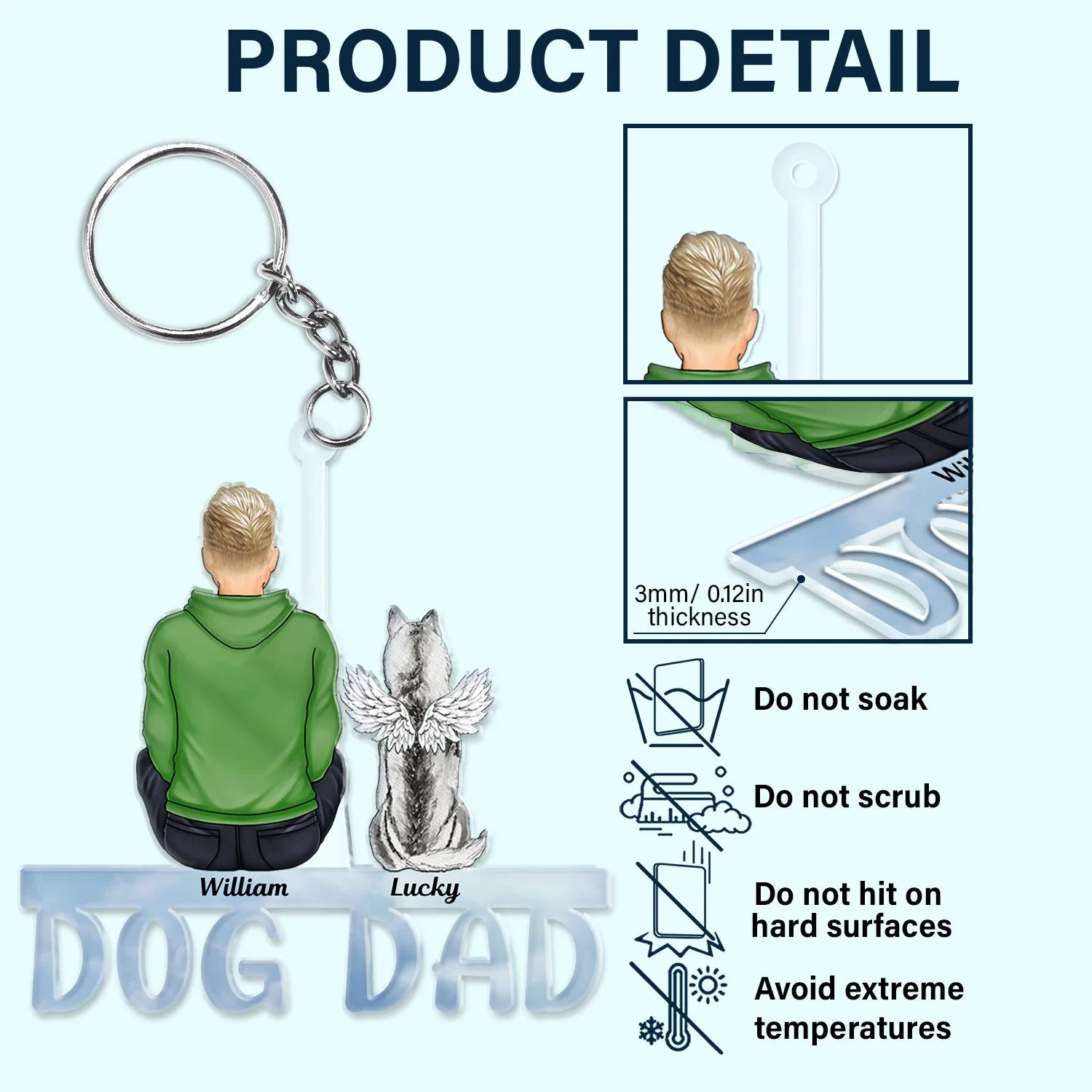 Dog Cat Mom Dad - Gift For Pet Lovers - Personalized Cutout Acrylic Keychain - Image 5