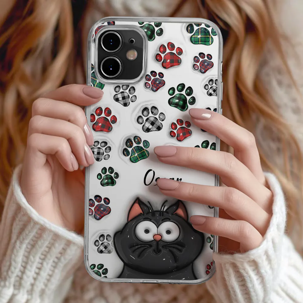 Dog Cat Paw Prints - 3D Inflated Effect Printed, Personalized Clear Phone Case - Image 2
