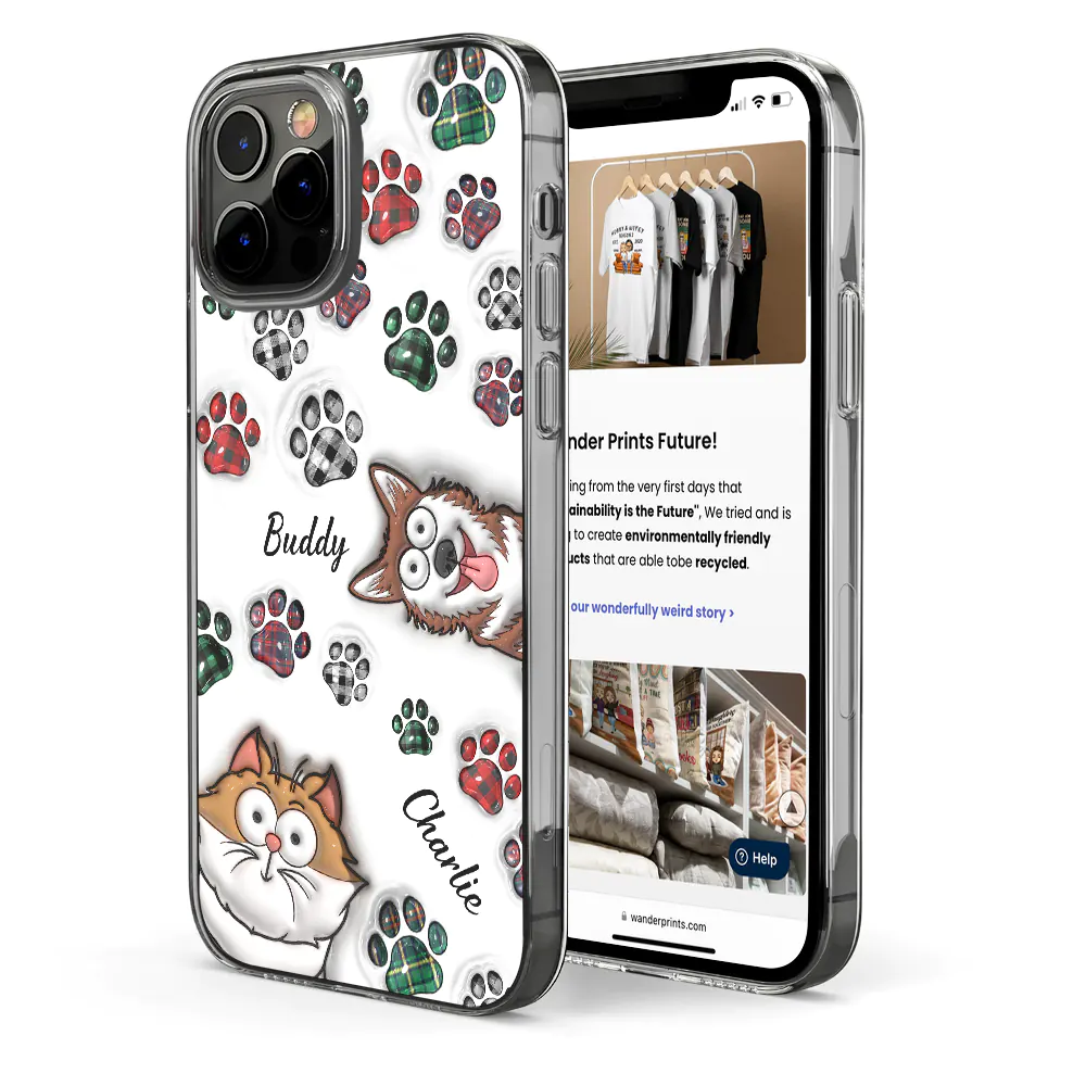 Dog Cat Paw Prints - 3D Inflated Effect Printed, Personalized Clear Phone Case - Image 4