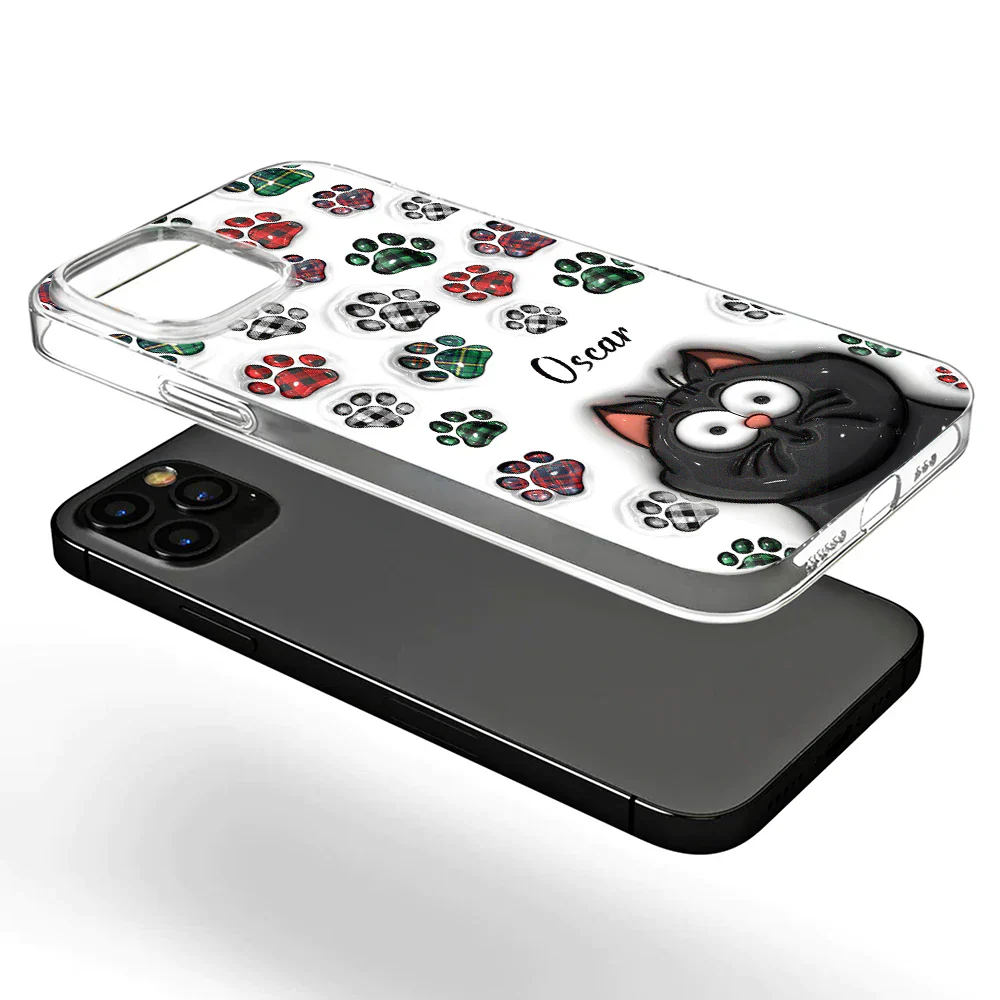 Dog Cat Paw Prints - 3D Inflated Effect Printed, Personalized Clear Phone Case - Image 5