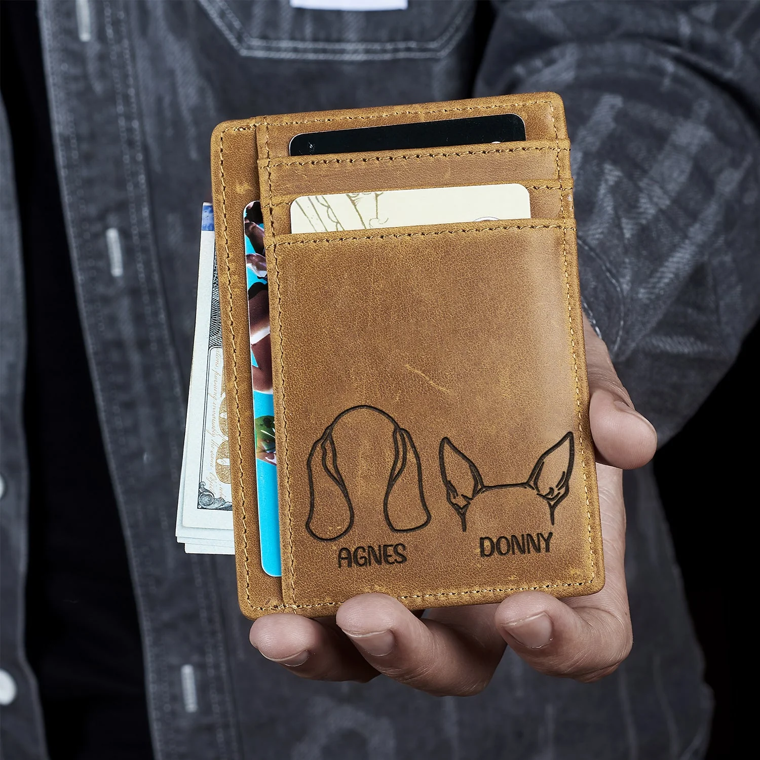Dog Cat Sketch - Gift For Dog Lovers, Cat Lovers, Dog Mom, Dog Dad - Personalized Card Wallet - Image 4