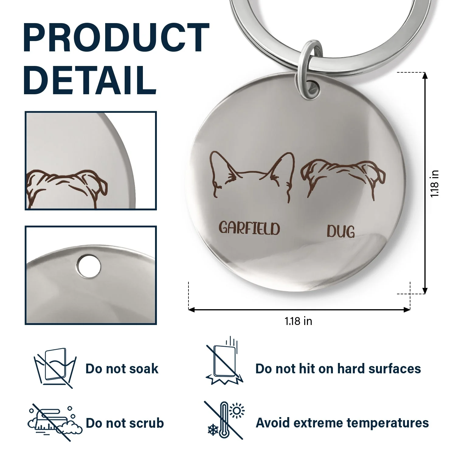 Dog Cat Sketch - Gift For Dog Lovers, Cat Lovers, Dog Mom, Dog Dad - Personalized Keyring - Image 4