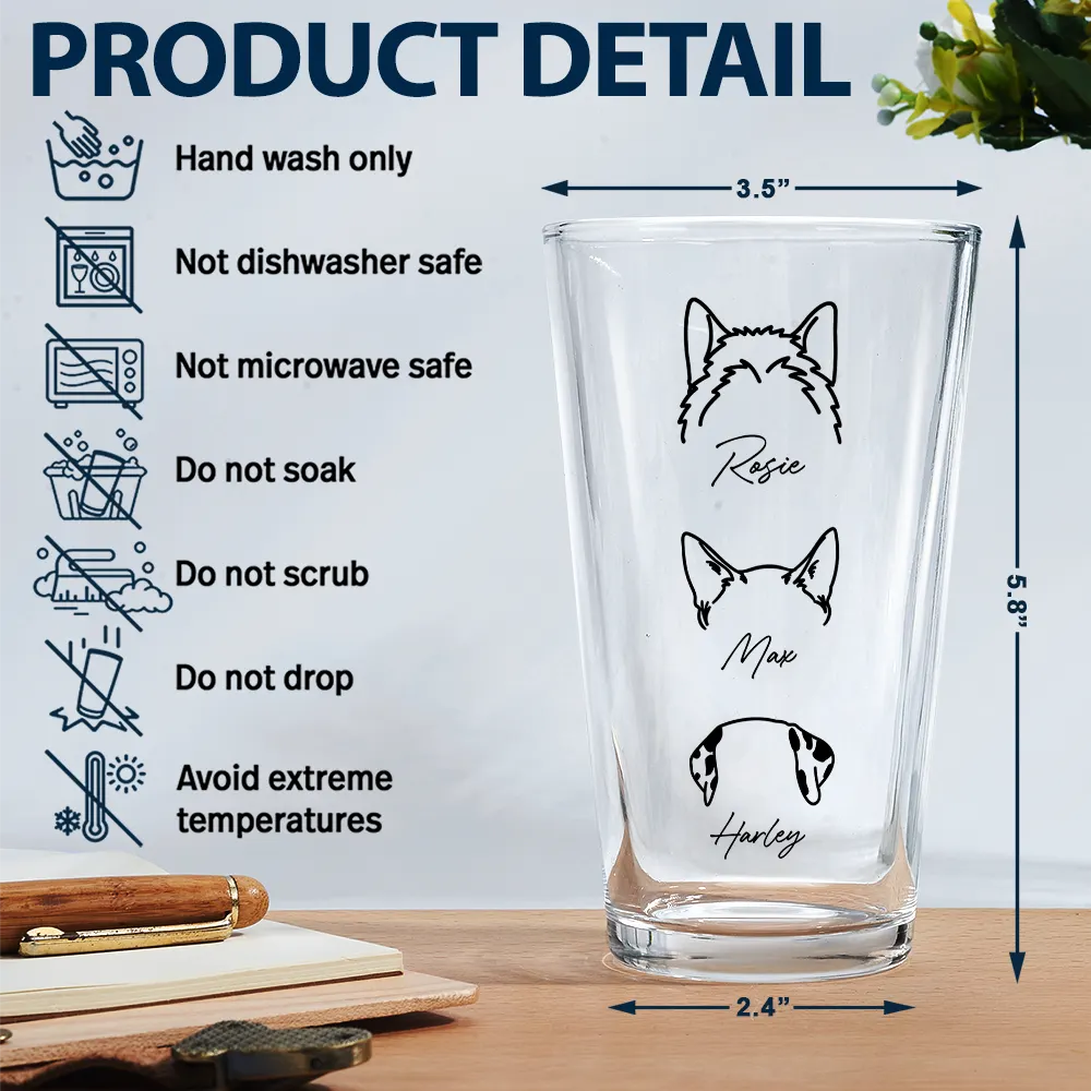 Dog Cat Sketch - Personalized Beer Glass - Image 5