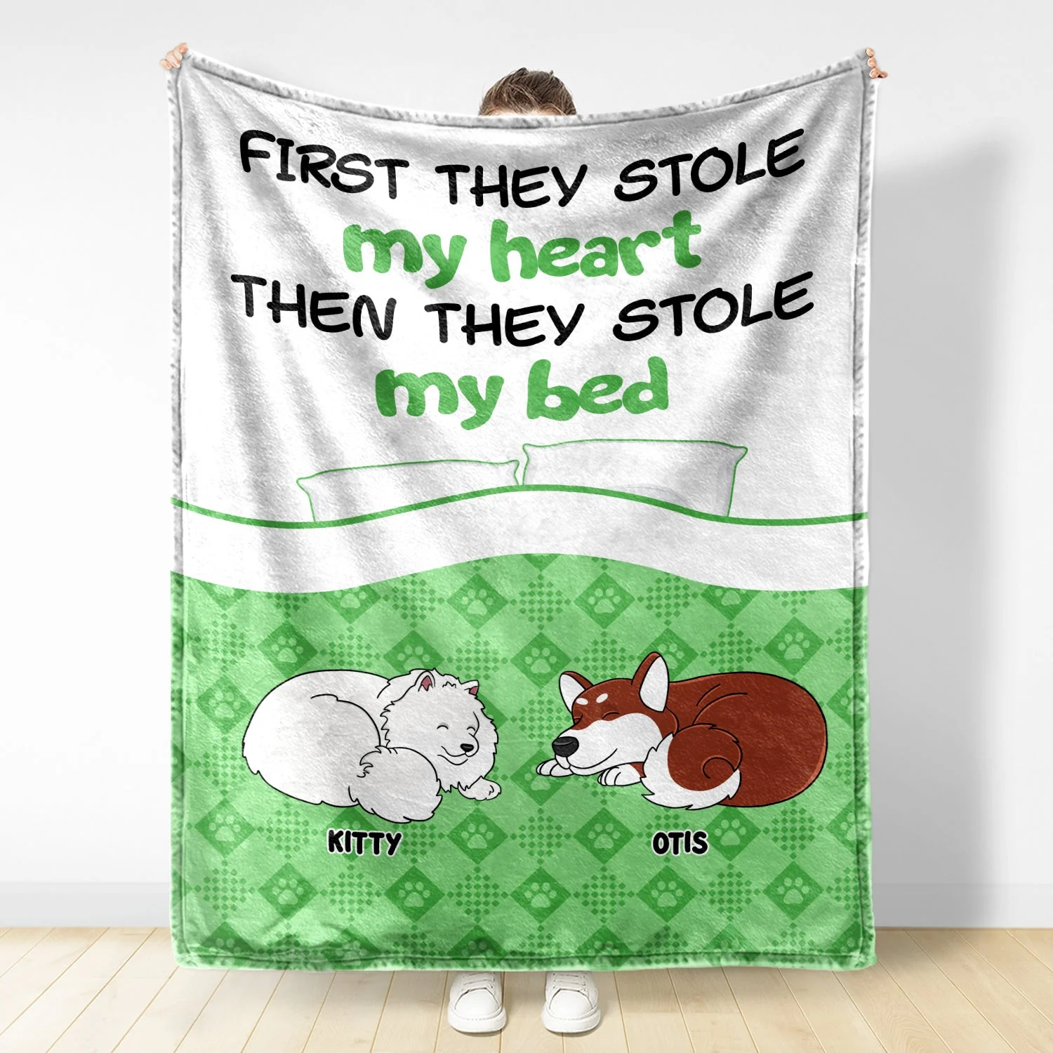 Dog Cat Stole My Heart - Gift For Pet Lovers - Personalized Fleece Blanket - Image 2