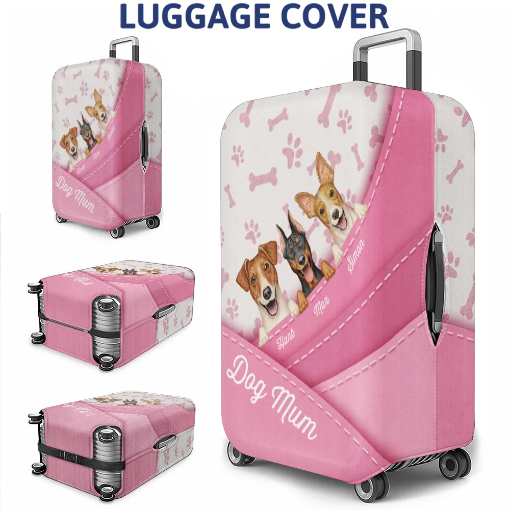 Dog Curve Heart Travel Lovers - Personalized Luggage Cover - Image 3
