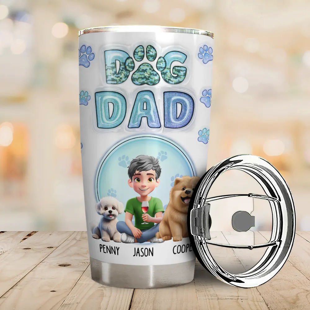 Dog Dad Dog Mom Cute Fur Baby Printed Glitter - Personalized Tumbler - Image 2