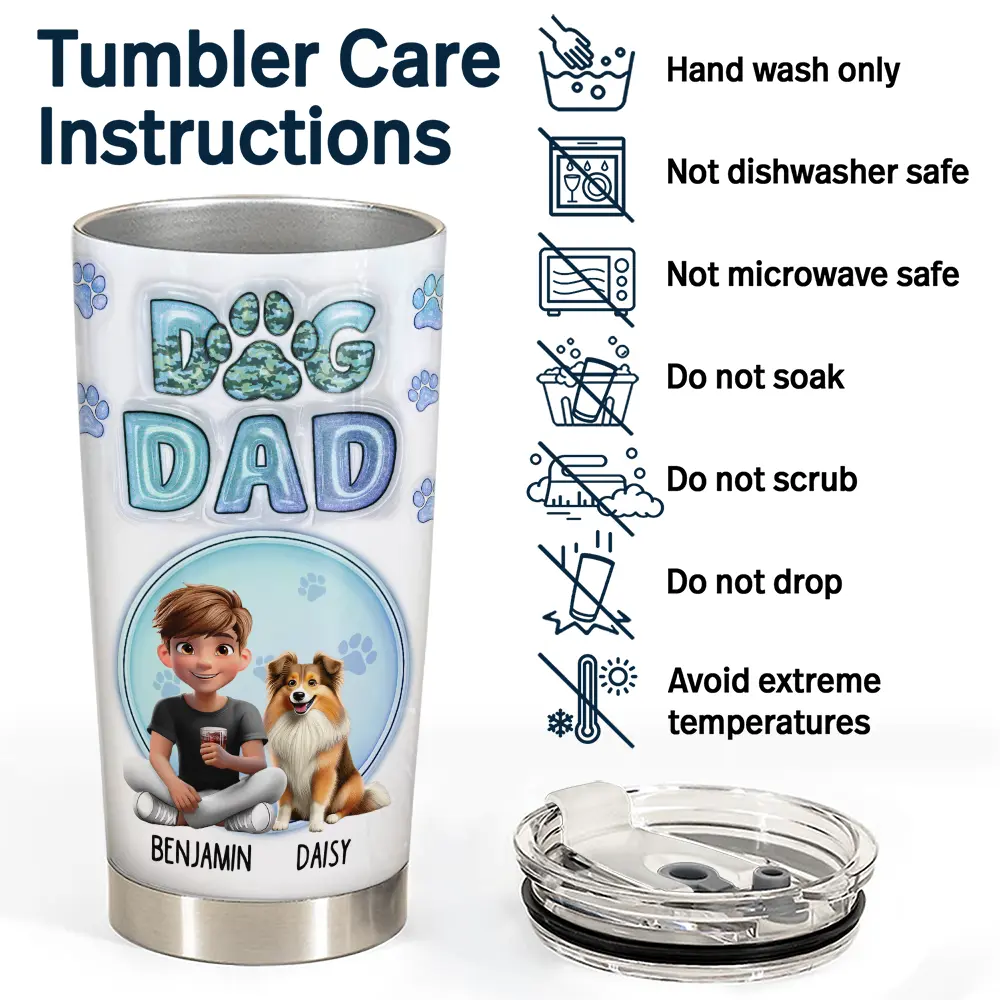 Dog Dad Dog Mom Cute Fur Baby Printed Glitter - Personalized Tumbler - Image 5