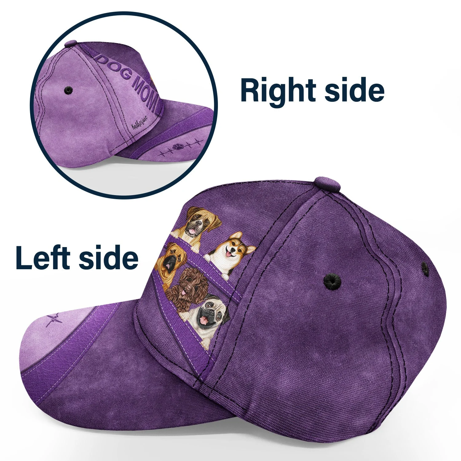 Dog Dad Dog Mom Love Dogs - Gift For Dog Lovers - Personalized Classic Cap - Image 3