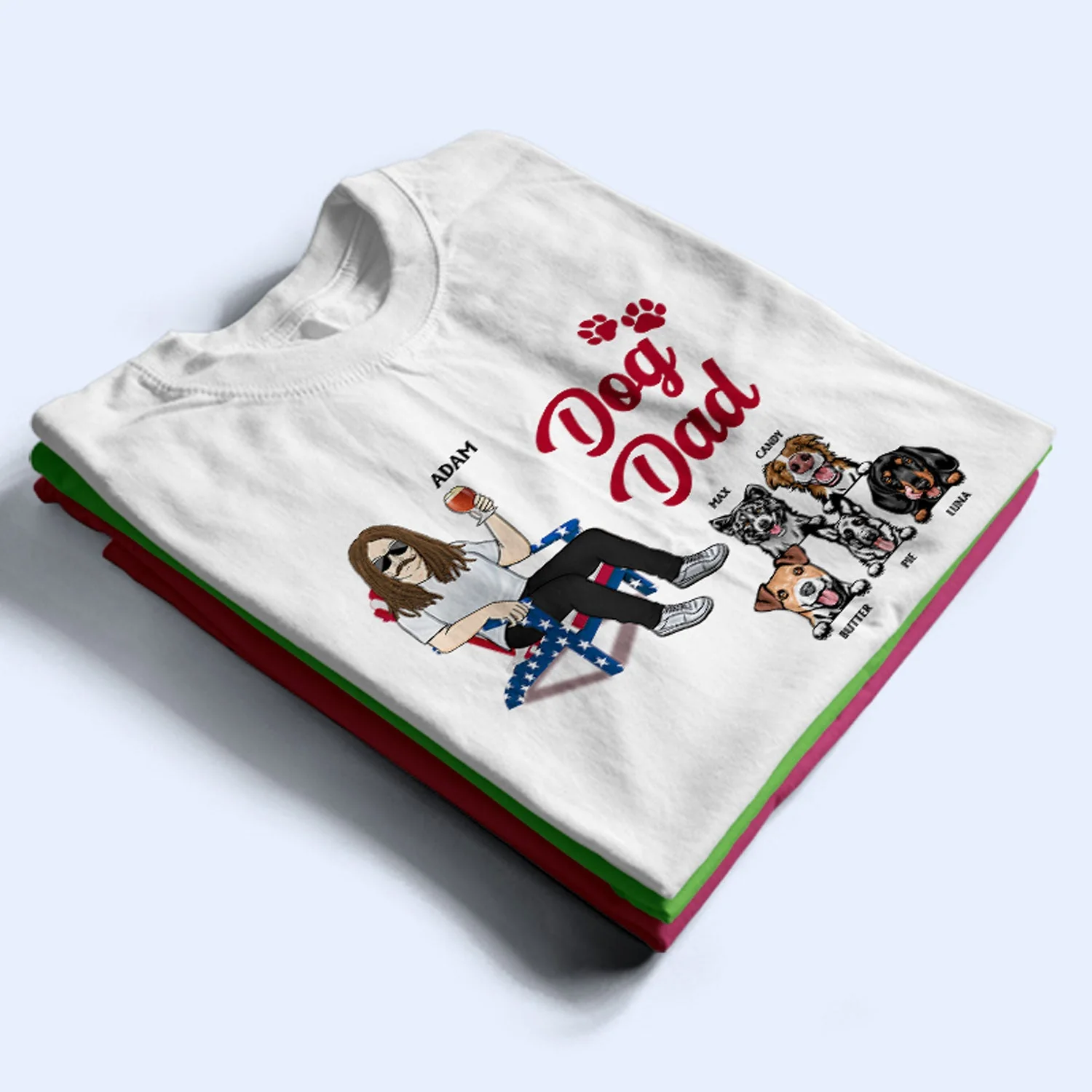 Dog Dad - Gift For Father, Dad, Grandpa, Dog Lovers - Personalized Custom T Shirt - Image 2