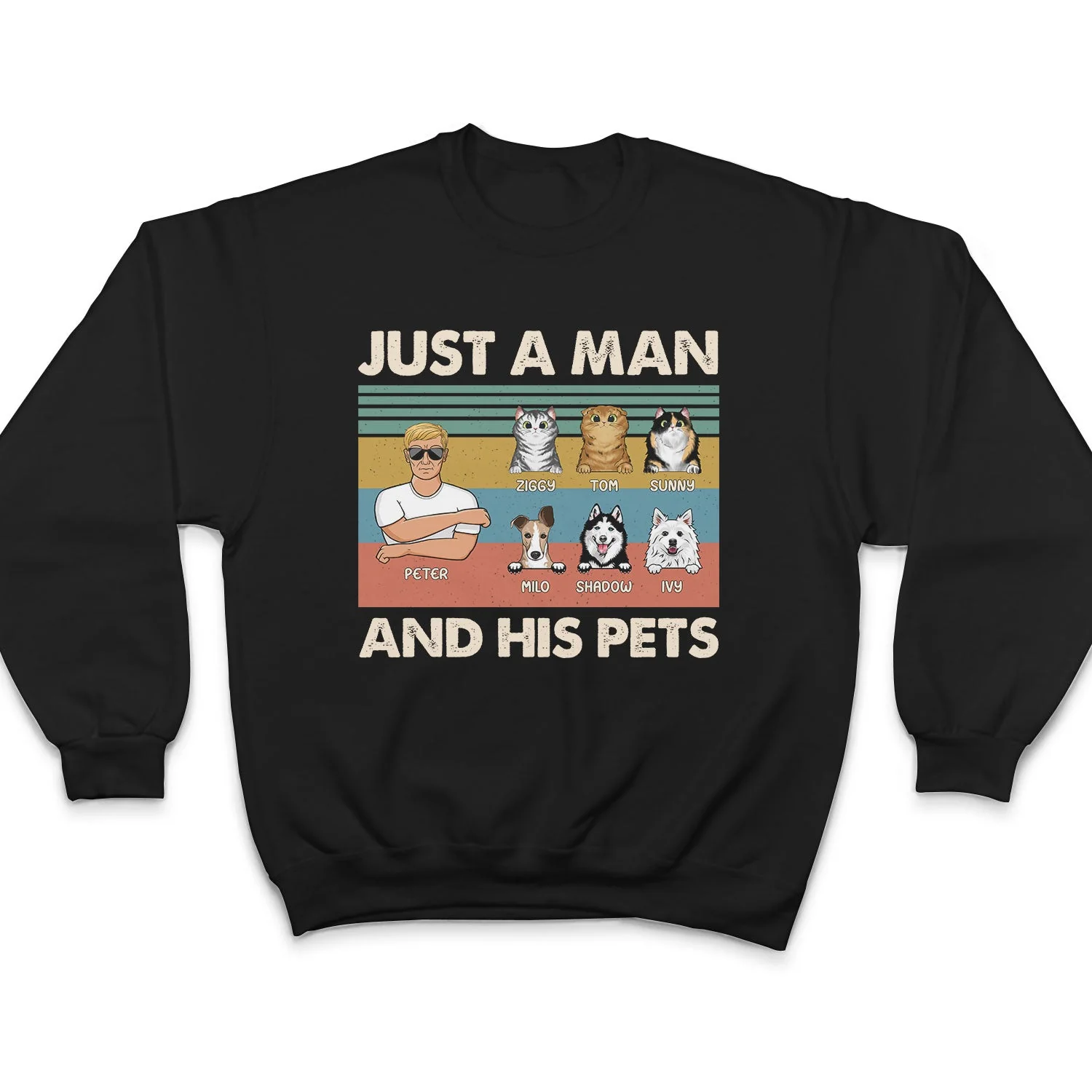 Dog Dad Just A Man & His Dogs - Gift For Pet Dad, Pet Lovers - Personalized Custom T Shirt - Image 5
