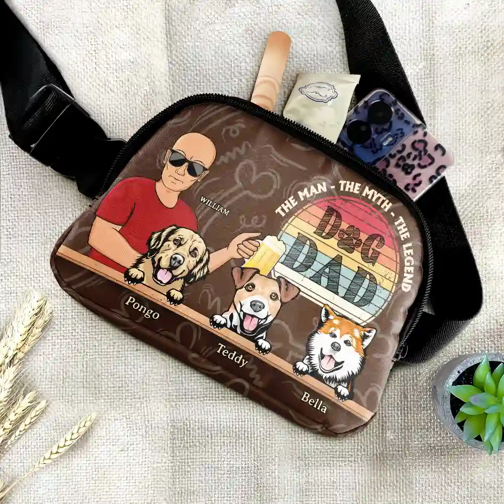 Dog Dad The Man The Myth The Legend - Personalized Crossbody Belt Bag - Image 2