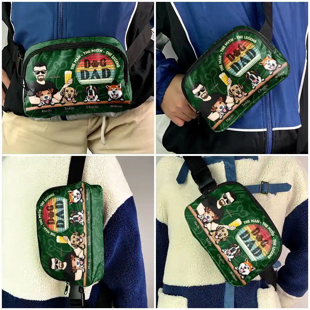 Dog Dad The Man The Myth The Legend - Personalized Crossbody Belt Bag - Image 5