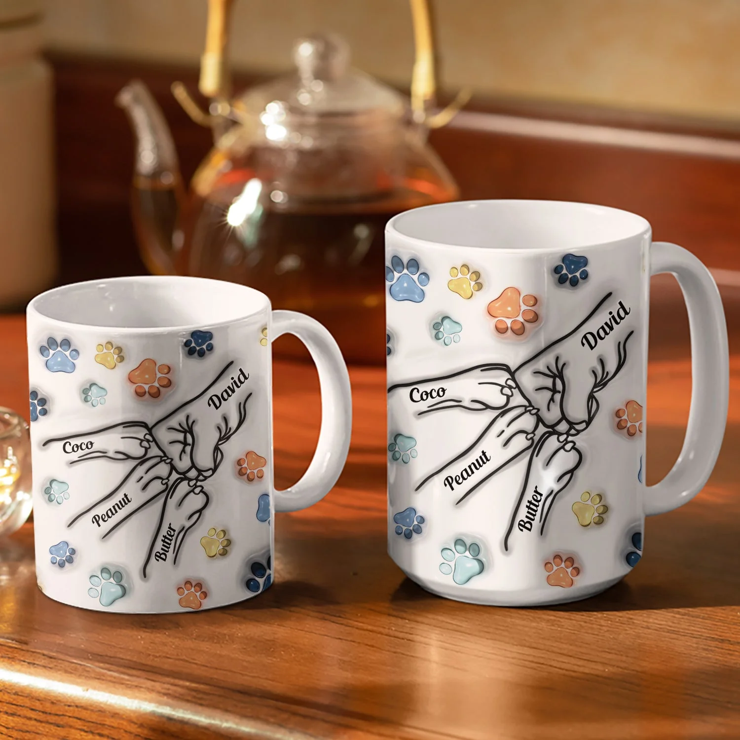 Dog Human Fist Bump - Gift For Dog Dad, Dog Lovers - 3D Inflated Effect Printed Mug, Personalized White Edge-to-Edge Mug - Image 3