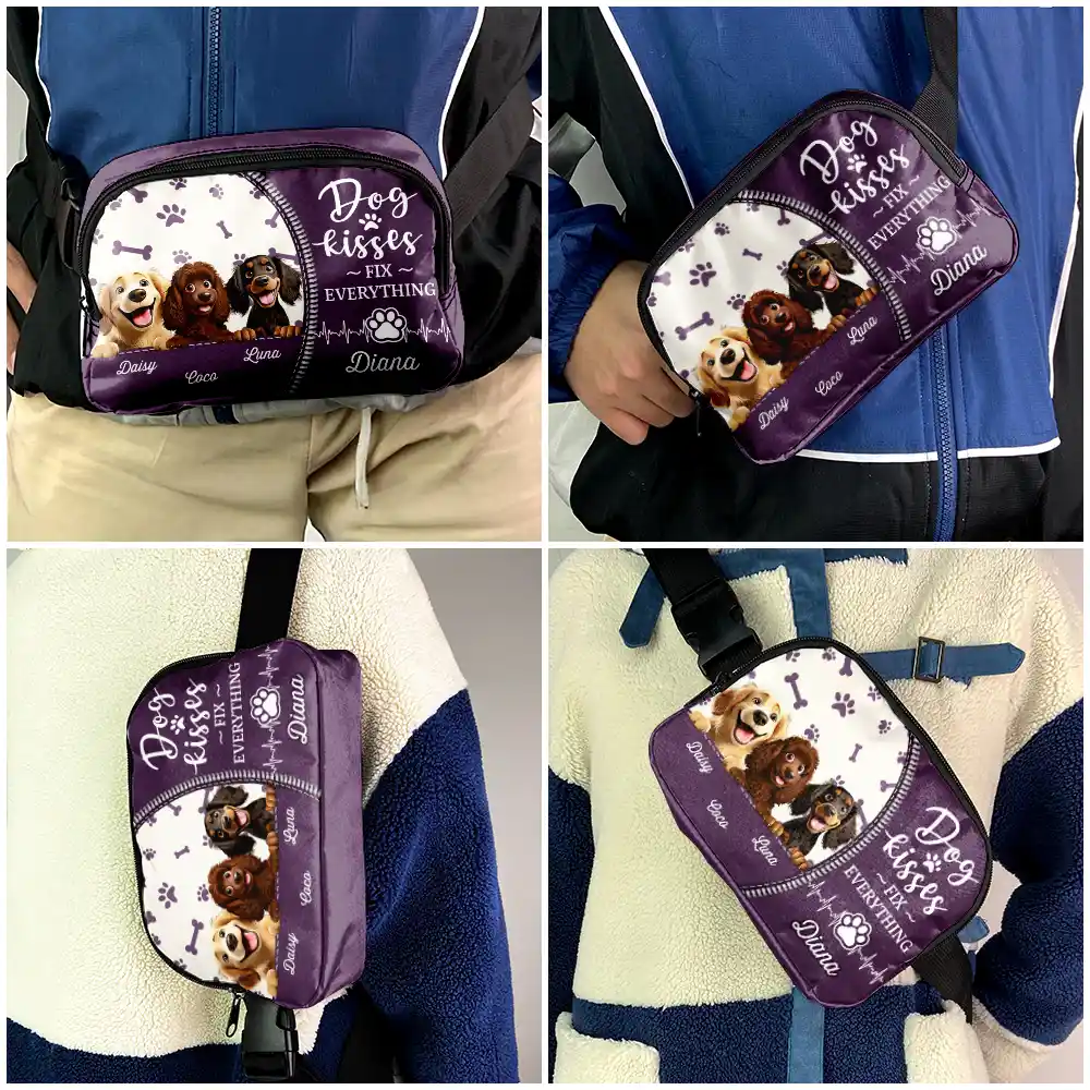 Dog Kisses Fix Everything - Personalized Crossbody Belt Bag - Image 5