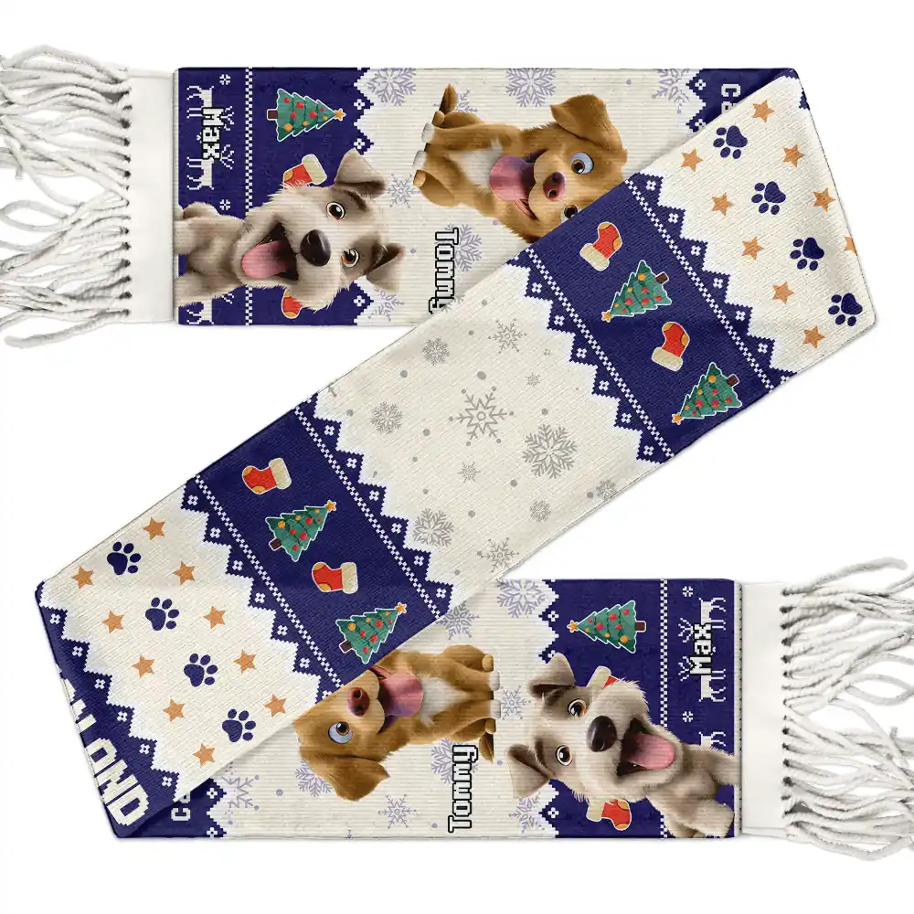 Dog Lover A Bond That Can't Be Broken 3D Effect - Personalized Wool Scarf With Tassel - Image 3
