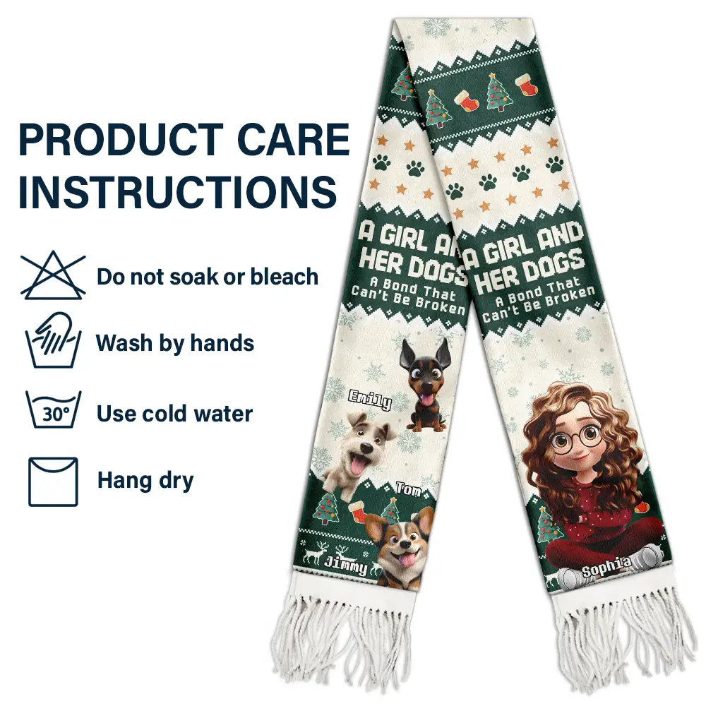 Dog Lover A Bond That Can't Be Broken 3D Effect - Personalized Wool Scarf With Tassel - Image 5