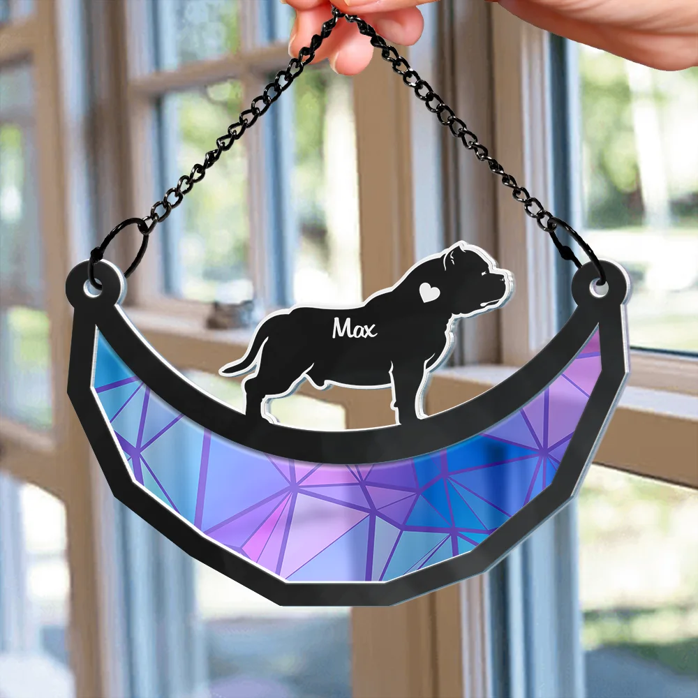 Dog Lover Swinging Moon - Personalized Acrylic Window Hanging Suncatcher - Image 2