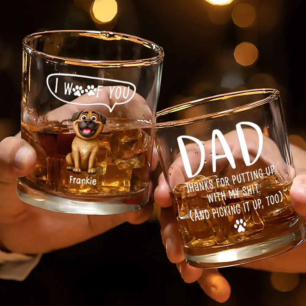 Dog Lovers I Woof You - Personalized Whiskey Glass - Image 3