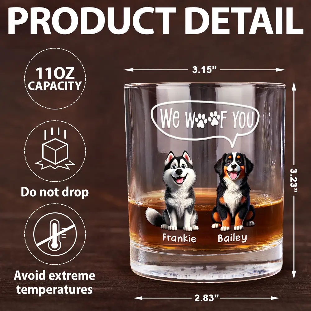 Dog Lovers I Woof You - Personalized Whiskey Glass - Image 5