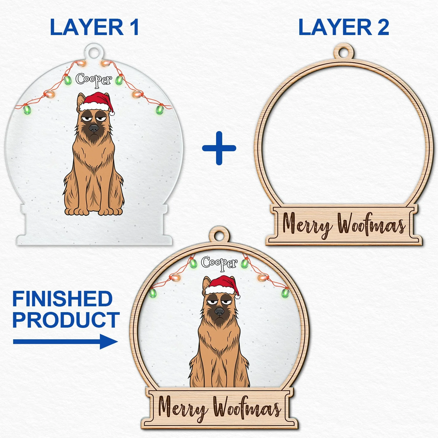 Dog Lovers Merry Woofmas - Christmas Gift For Dog Lovers - Personalized 2-Layered Mix Ornament - Image 6
