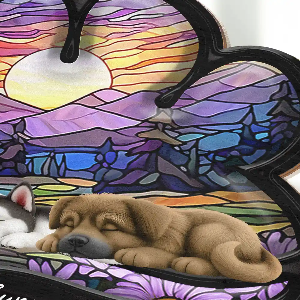Dog Lying On Pawprint - Personalized Plug-in Night Light - Image 4