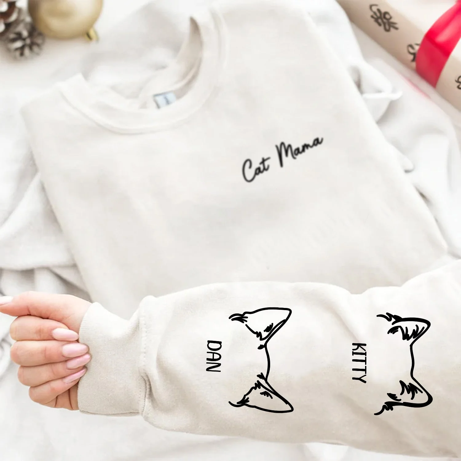 Dog Mama - Gift For Pet Lovers - Personalized Sweatshirt With Sleeve Imprint - Image 4
