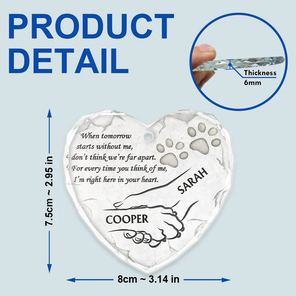 Dog Memorial Our Hearts Still Ache In Sadness - Personalized Heart Shaped Glass Ornament - Image 5
