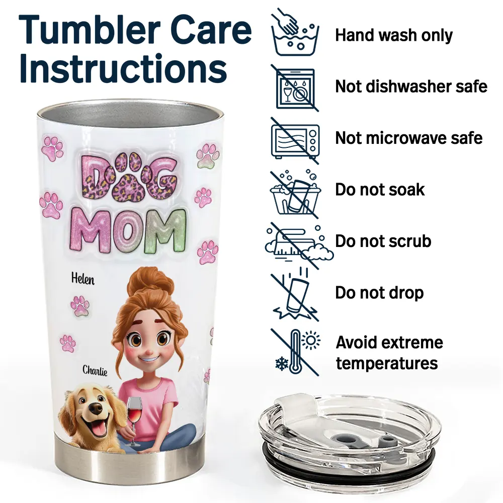 Dog Mom 3D Effect - Personalized Tumbler - Image 5