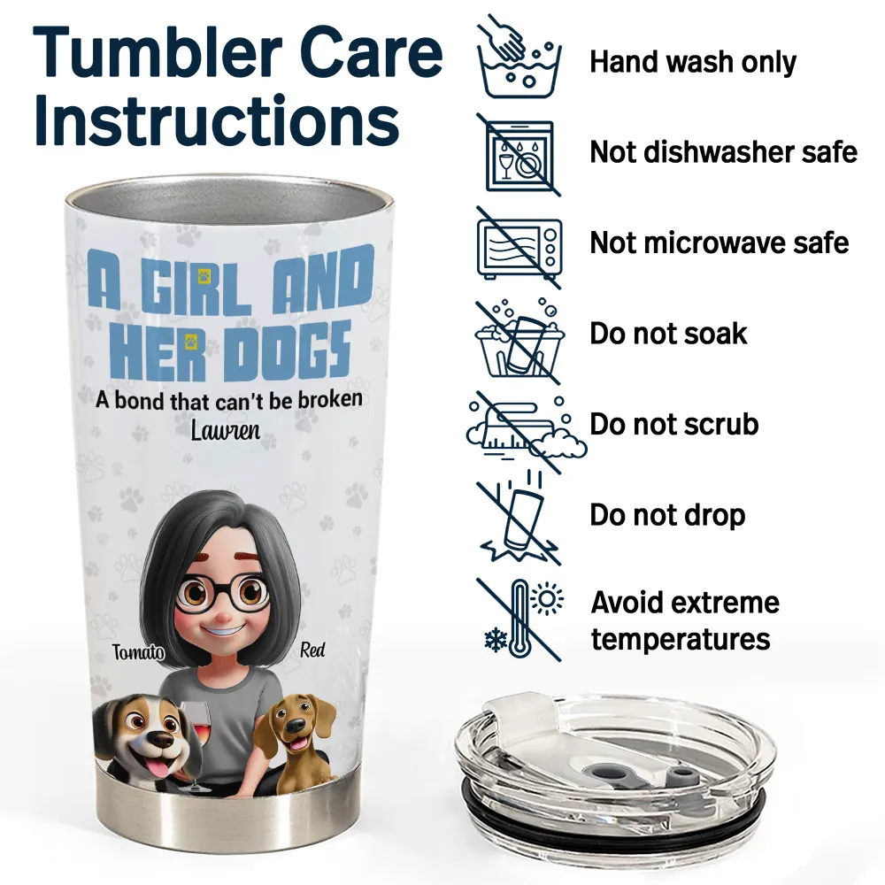 Dog Mom A Girl And Her Dog 3D Effect - Personalized Tumbler - Image 5