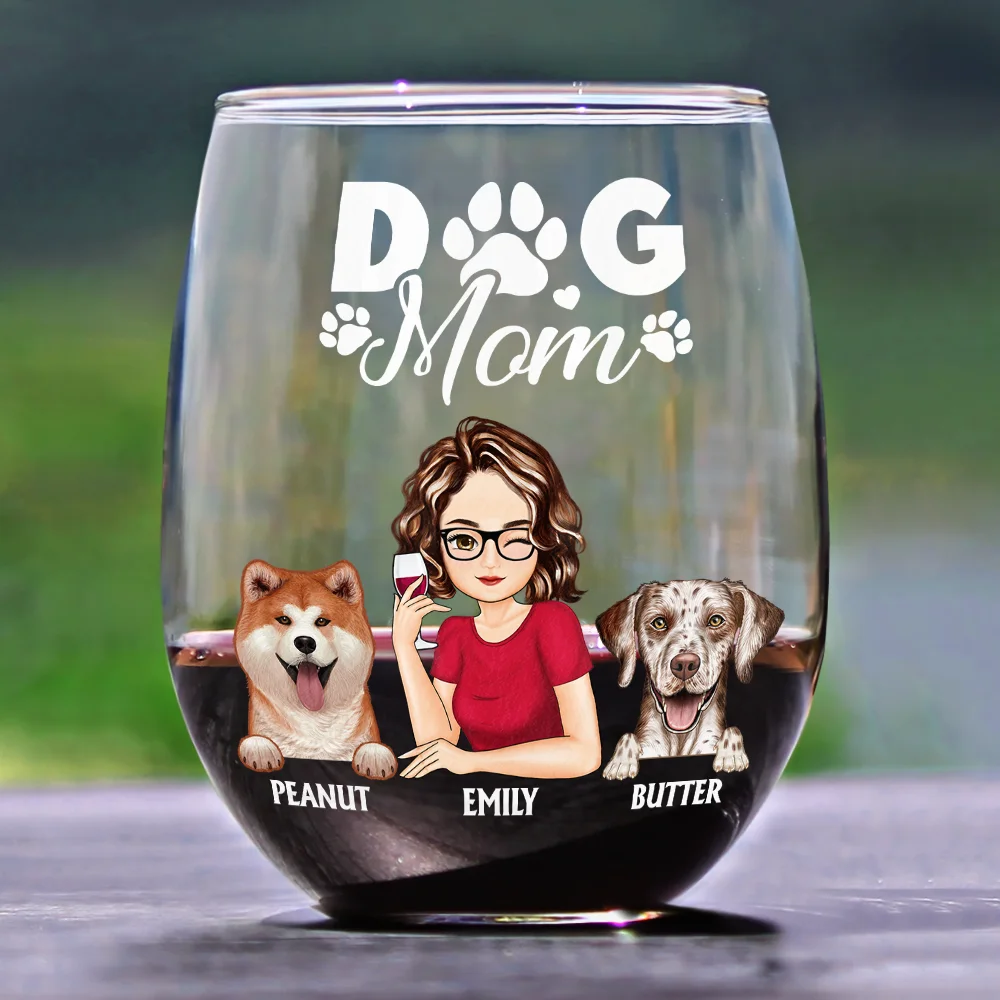 Dog Mom And Dog Dad - Personalized Stemless Wine Glass - Image 2