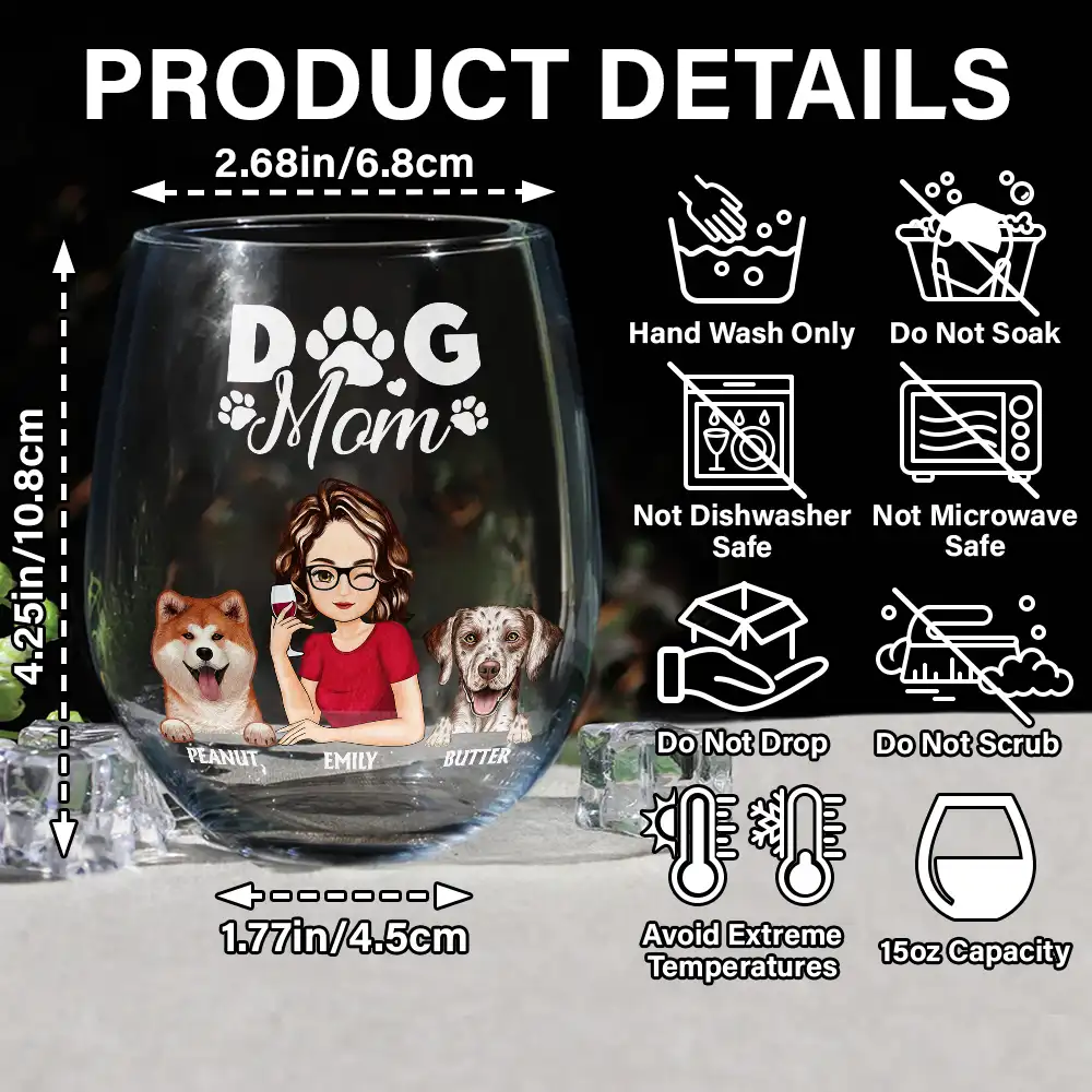 Dog Mom And Dog Dad - Personalized Stemless Wine Glass - Image 5
