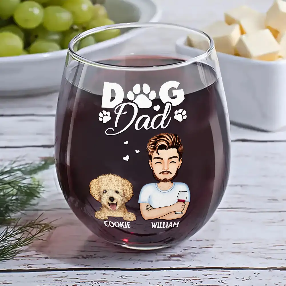 Dog Mom And Dog Dad - Personalized Stemless Wine Glass - Image 6