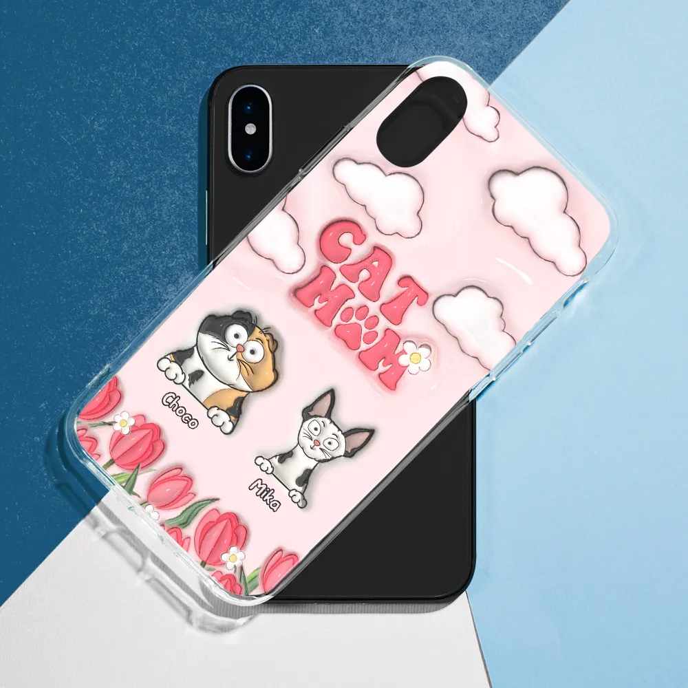 Dog Mom Cat Mom Fur Mom Flower - 3D Inflated Effect Printed Personalized Clear Phone Case - Image 5