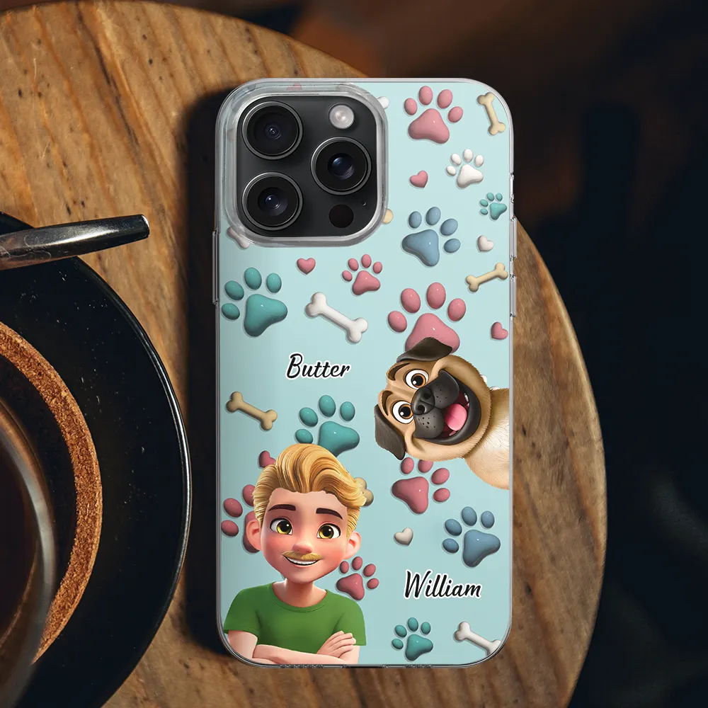 Dog Mom Dog Dad 3D Effect - Personalized Clear Phone Case - Image 2