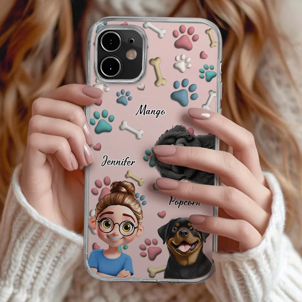 Dog Mom Dog Dad 3D Effect - Personalized Clear Phone Case - Image 3
