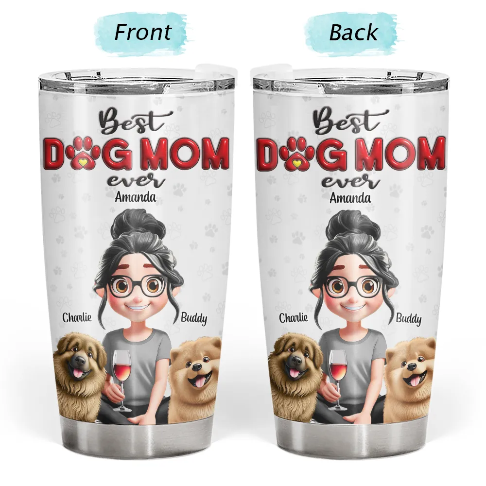 Dog Mom Dog Dad 3D Effect - Personalized Tumbler - Image 3