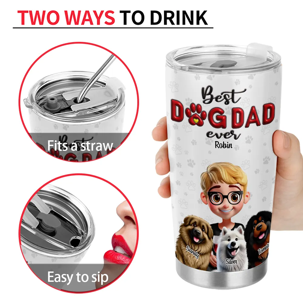 Dog Mom Dog Dad 3D Effect - Personalized Tumbler - Image 4