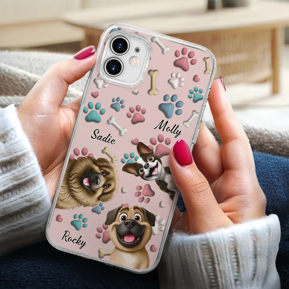 Dog Mom Dog Dad - 3D Inflated Effect Printed, Personalized Clear Phone Case - Image 3