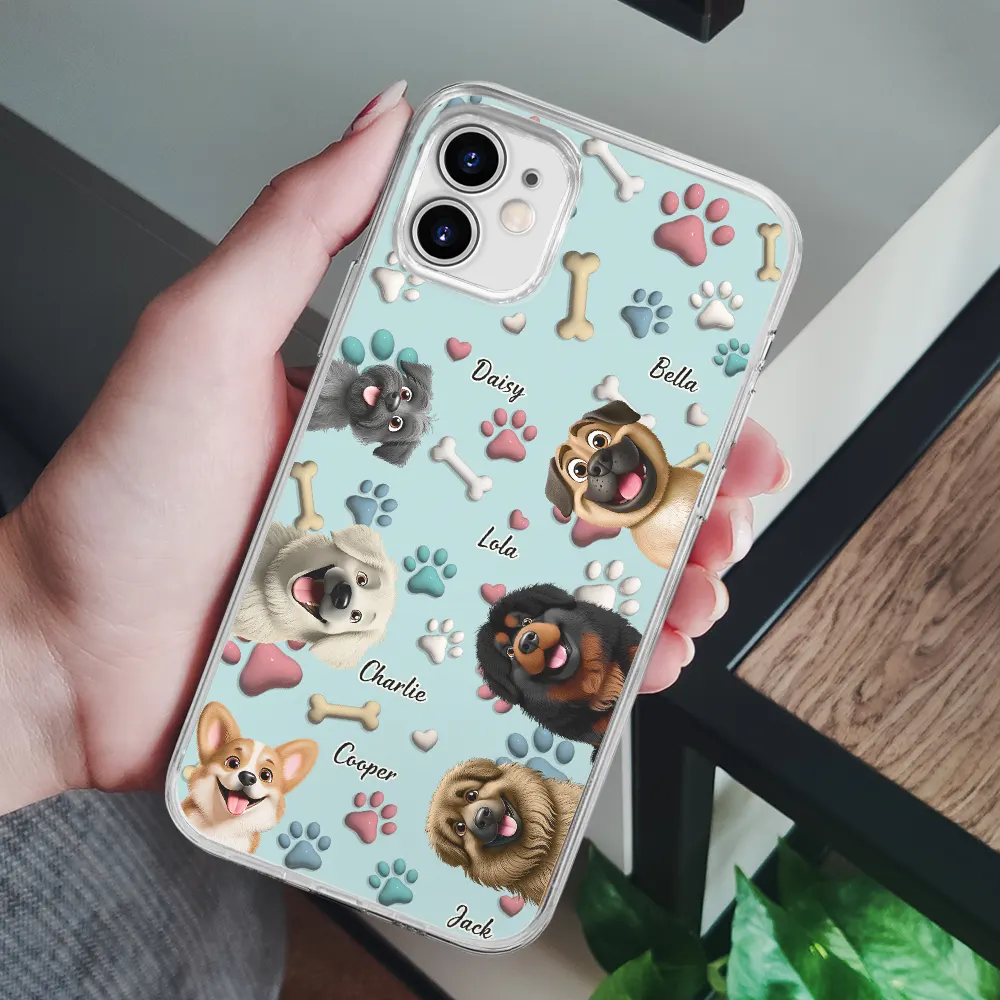 Dog Mom Dog Dad - 3D Inflated Effect Printed, Personalized Clear Phone Case - Image 6