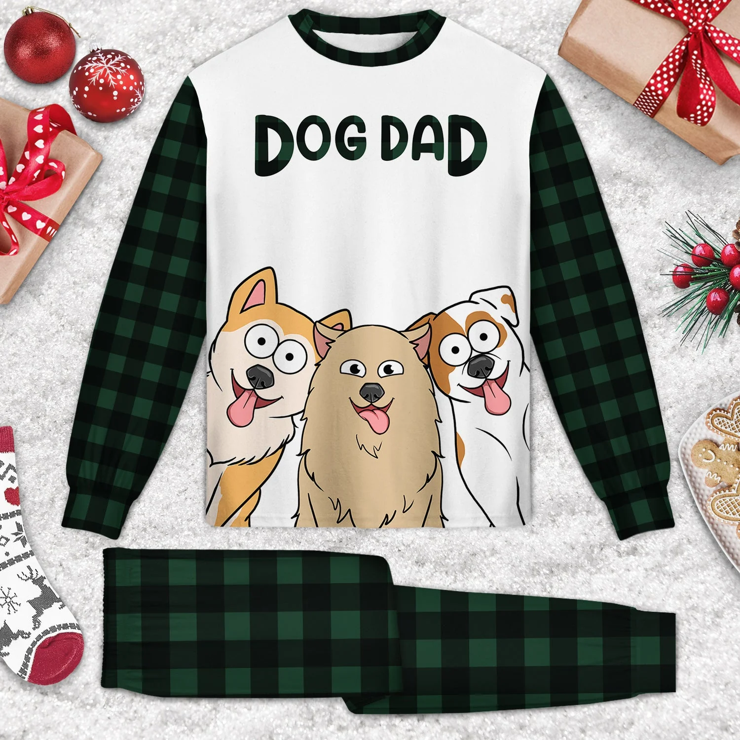 Dog Mom Dog Dad Cartoon Style - Gift For Dog Lovers - Personalized Unisex Pajamas Set - Image 2
