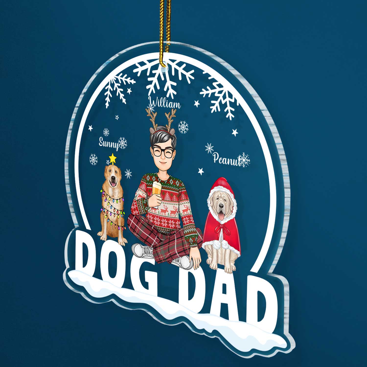 Dog Mom Dog Dad - Christmas Gift For Dog Lovers - Personalized Custom Shaped Acrylic Ornament - Image 2
