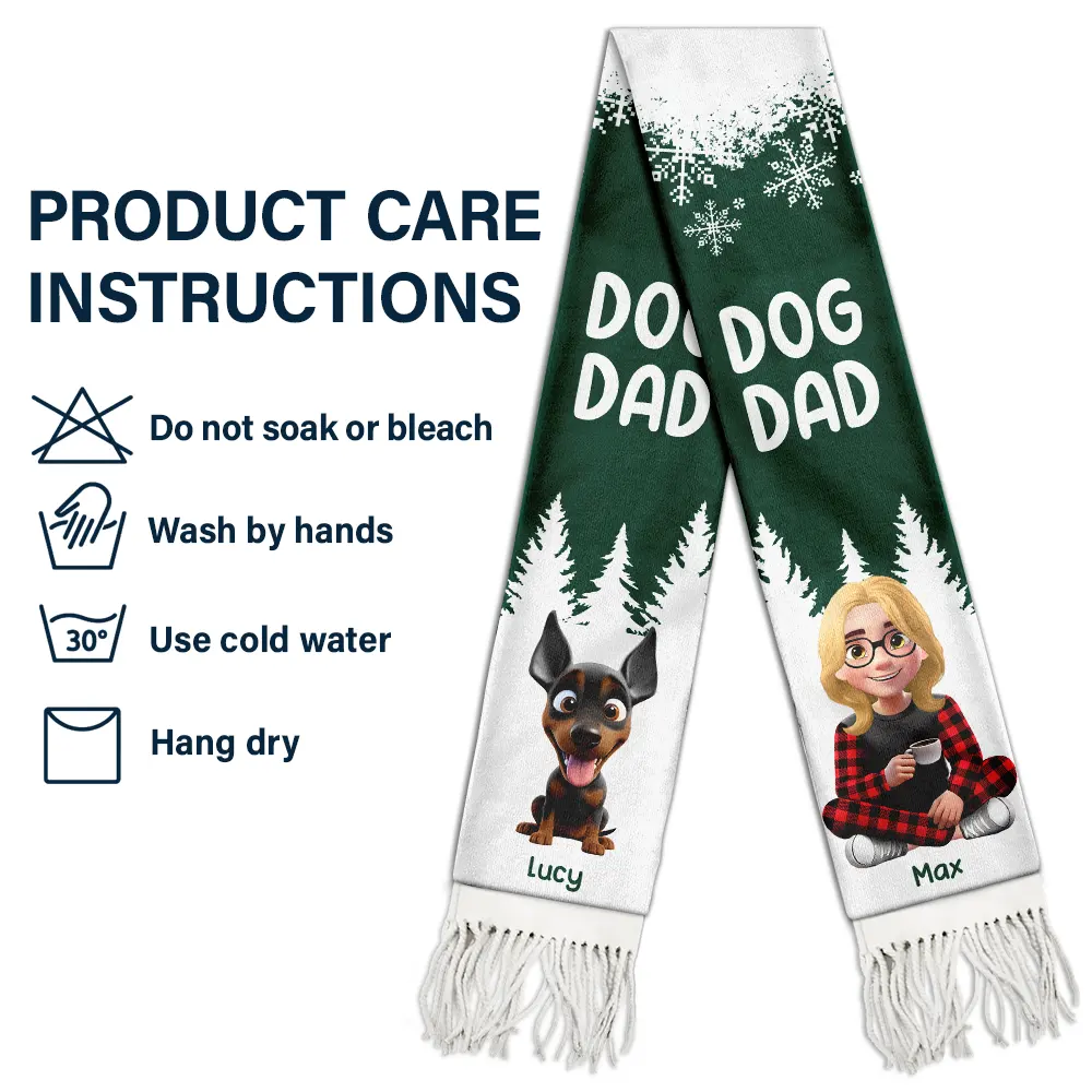 Dog Mom Dog Dad Christmas - Personalized Wool Scarf With Tassel - Image 5