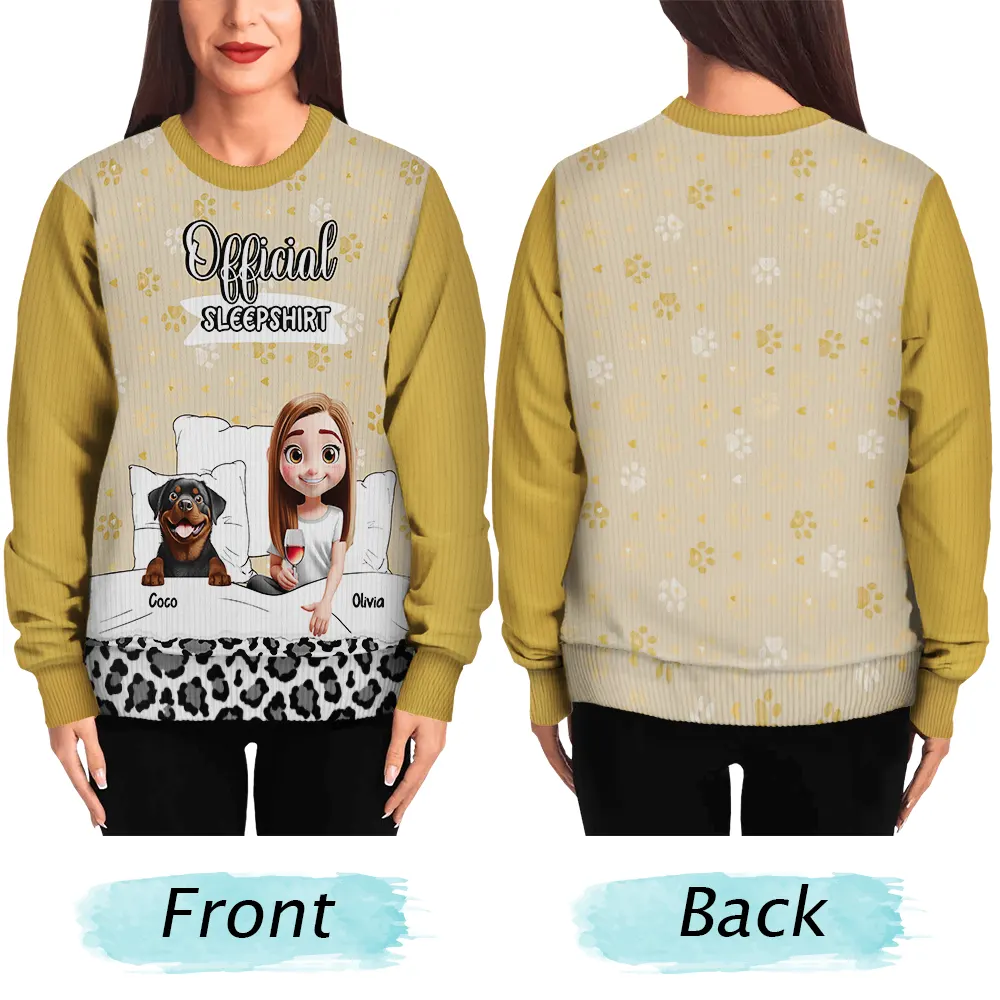 Dog Mom Dog Dad Official Sleep Shirt - Personalized Unisex Ugly Sweater - Image 5