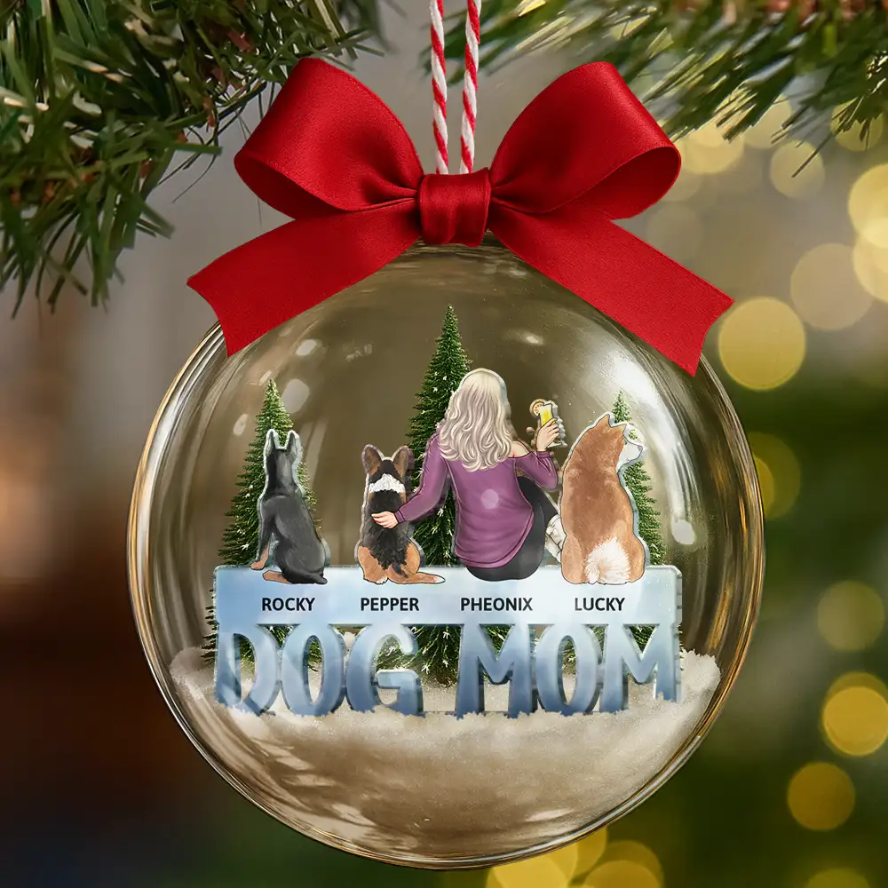 Dog Mom Dog Dad - Personalized 3D Acrylic Ball Ornament - Image 7